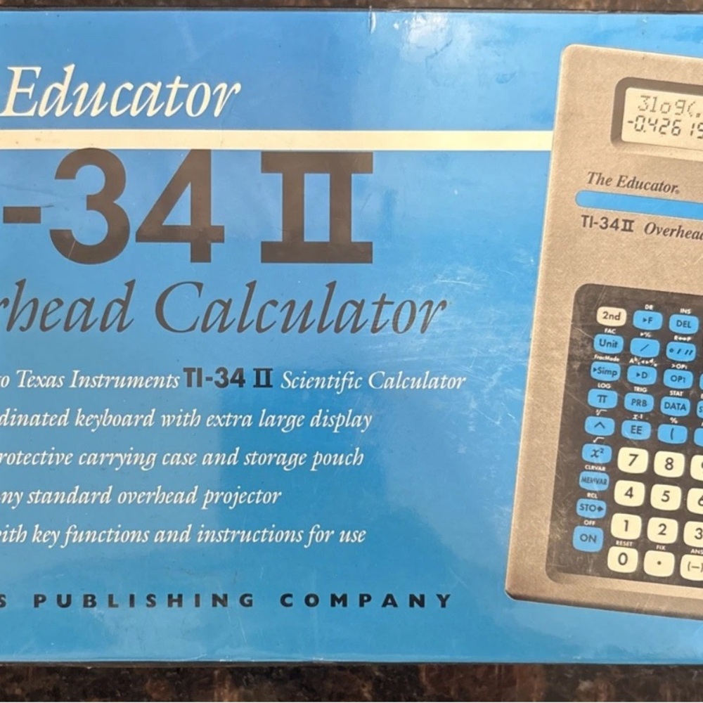 Texas Instruments TI-34 II Overhead Calculator - Blue and Gray